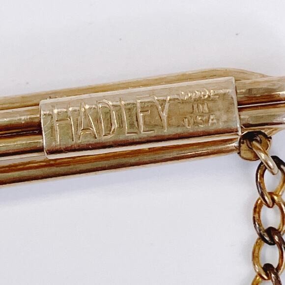 VTG Signed Hadley Tie Bar Chain Mid Century 1950s Men’s Jewelry Gold Tone - Picture 6 of 9